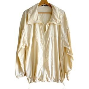 Zara Windbreaker Jacket XS Cream Beige Lightweight Drawstring Gorpcore Chic